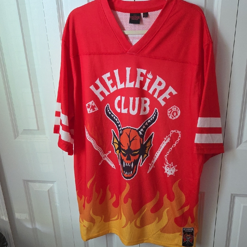 Netflix Hellfire Club Red Jersey with Yellow Flames